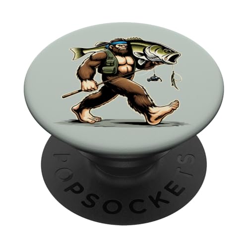 Bigfoot Fisherman Largemouth Bass Angler Sasquatch-Angeln PopSockets Klebender PopGrip von Funny Bigfoot Fishing Largemouth Bass Fisherman