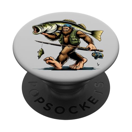 Bigfoot Fisherman Largemouth Bass Angler Sasquatch-Angeln PopSockets Klebender PopGrip von Funny Bigfoot Fishing Largemouth Bass Fisherman