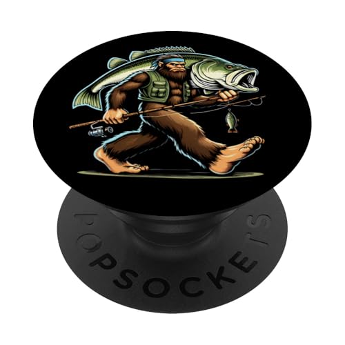 Bigfoot Fisherman Largemouth Bass Angler Sasquatch-Angeln PopSockets Klebender PopGrip von Funny Bigfoot Fishing Largemouth Bass Fisherman