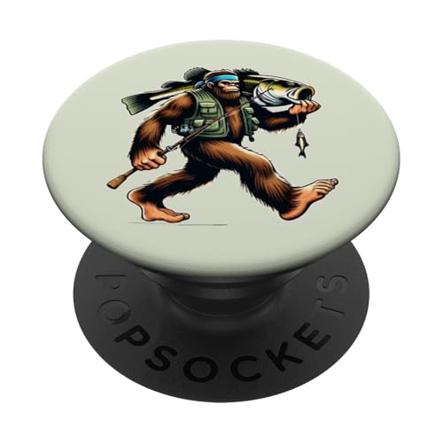 Bigfoot Fisherman Largemouth Bass Angler Sasquatch-Angeln PopSockets Klebender PopGrip von Funny Bigfoot Fishing Largemouth Bass Fisherman