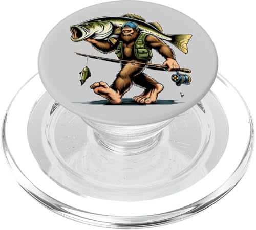 Bigfoot Fisherman Largemouth Bass Angler Sasquatch-Angeln PopSockets PopGrip für MagSafe von Funny Bigfoot Fishing Largemouth Bass Fisherman