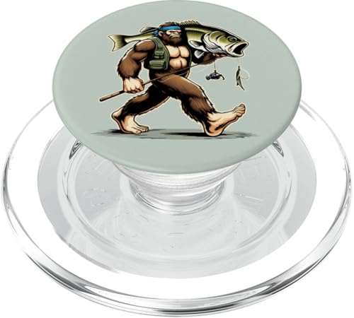 Bigfoot Fisherman Largemouth Bass Angler Sasquatch-Angeln PopSockets PopGrip für MagSafe von Funny Bigfoot Fishing Largemouth Bass Fisherman