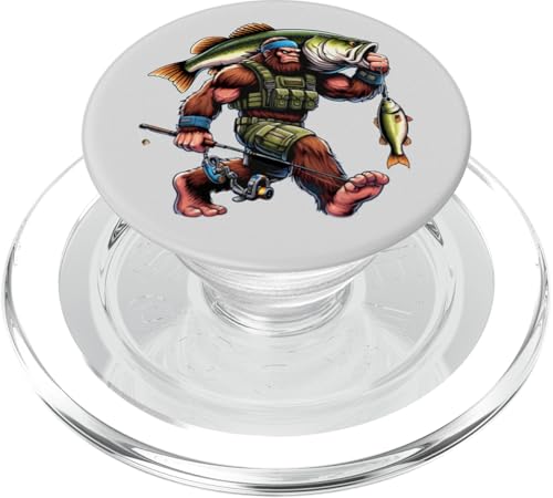 Bigfoot Fisherman Largemouth Bass Angler Sasquatch-Angeln PopSockets PopGrip für MagSafe von Funny Bigfoot Fishing Largemouth Bass Fisherman