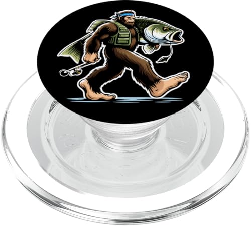 Bigfoot Fisherman Largemouth Bass Angler Sasquatch-Angeln PopSockets PopGrip für MagSafe von Funny Bigfoot Fishing Largemouth Bass Fisherman
