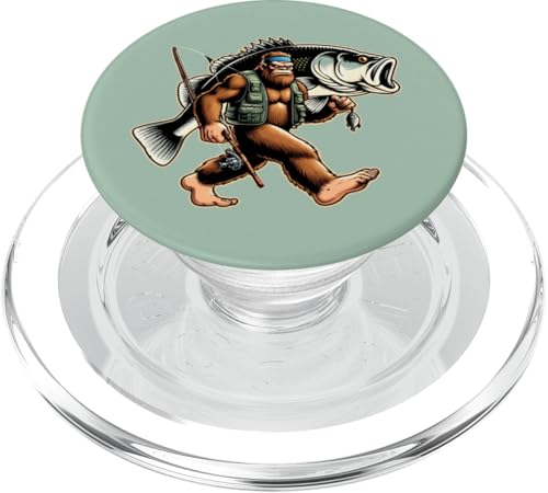 Bigfoot Fisherman Largemouth Bass Angler Sasquatch-Angeln PopSockets PopGrip für MagSafe von Funny Bigfoot Fishing Largemouth Bass Fisherman