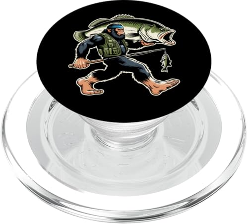 Bigfoot Fisherman Largemouth Bass Angler Sasquatch-Angeln PopSockets PopGrip für MagSafe von Funny Bigfoot Fishing Largemouth Bass Fisherman