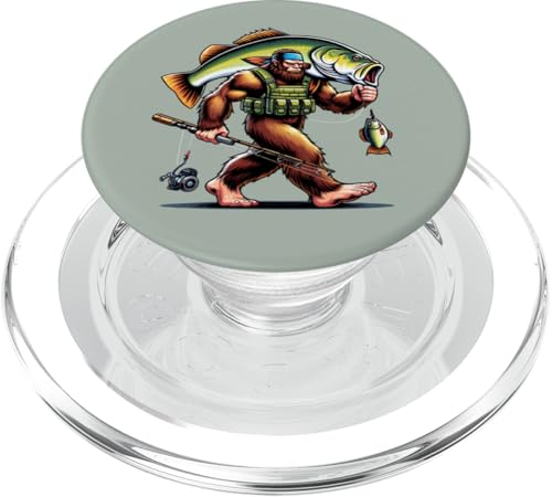 Bigfoot Fisherman Largemouth Bass Angler Sasquatch-Angeln PopSockets PopGrip für MagSafe von Funny Bigfoot Fishing Largemouth Bass Fisherman