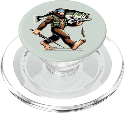 Bigfoot Fisherman Largemouth Bass Angler Sasquatch-Angeln PopSockets PopGrip für MagSafe von Funny Bigfoot Fishing Largemouth Bass Fisherman