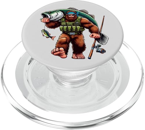 Bigfoot Fisherman Largemouth Bass Angler Sasquatch-Angeln PopSockets PopGrip für MagSafe von Funny Bigfoot Fishing Largemouth Bass Fisherman