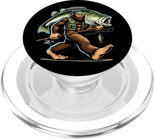 Bigfoot Fisherman Largemouth Bass Angler Sasquatch-Angeln PopSockets PopGrip für MagSafe von Funny Bigfoot Fishing Largemouth Bass Fisherman