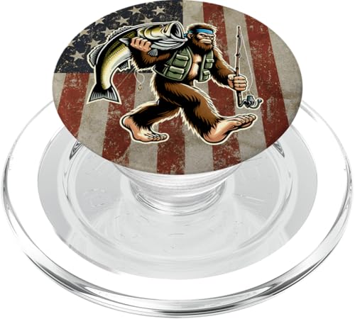 Bigfoot Fisherman mit Großbarsch und amerikanischer Flagge PopSockets PopGrip für MagSafe Bigfoot Fisherman mit Großbarsch und amerikanischer Flagge PopSockets PopGrip für MagSafe von Funny Bigfoot Fishing Largemouth Bass Fisherman