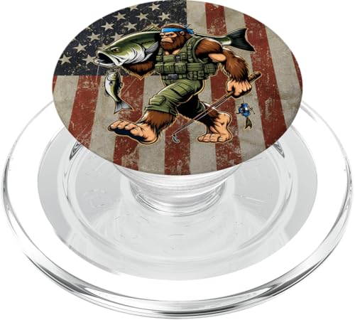 Bigfoot Fisherman mit Großbarsch und amerikanischer Flagge PopSockets PopGrip für MagSafe Bigfoot Fisherman mit Großbarsch und amerikanischer Flagge PopSockets PopGrip für MagSafe von Funny Bigfoot Fishing Largemouth Bass Fisherman