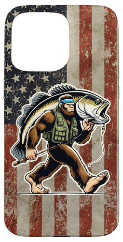 Forellenbarschfischen Bigfoot Fisherman Fish mit amerikanischer Flagge Hülle für iPhone 15 Pro Max Forellenbarschfischen Bigfoot Fisherman Fish mit amerikanischer Flagge Hülle für iPhone 15 Pro Max von Funny Bigfoot Fishing Largemouth Bass Fisherman