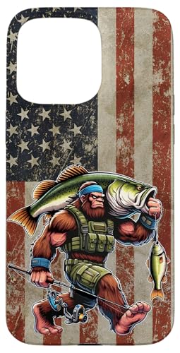 Forellenbarschfischen Bigfoot Fisherman Fish mit amerikanischer Flagge Hülle für iPhone 15 Pro Max Forellenbarschfischen Bigfoot Fisherman Fish mit amerikanischer Flagge Hülle für iPhone 15 Pro Max von Funny Bigfoot Fishing Largemouth Bass Fisherman