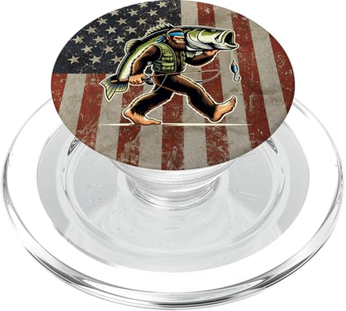 Forellenbarschfischen Bigfoot Fisherman Fish mit amerikanischer Flagge PopSockets PopGrip für MagSafe Forellenbarschfischen Bigfoot Fisherman Fish mit amerikanischer Flagge PopSockets PopGrip für MagSafe von Funny Bigfoot Fishing Largemouth Bass Fisherman
