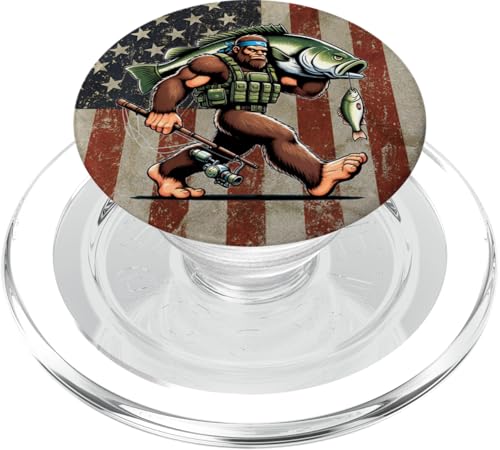 Forellenbarschfischen Bigfoot Fisherman Fish mit amerikanischer Flagge PopSockets PopGrip für MagSafe Forellenbarschfischen Bigfoot Fisherman Fish mit amerikanischer Flagge PopSockets PopGrip für MagSafe von Funny Bigfoot Fishing Largemouth Bass Fisherman