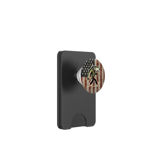 Forellenbarschfischen Bigfoot Fisherman Fish mit amerikanischer Flagge PopSockets PopWallet für MagSafe Forellenbarschfischen Bigfoot Fisherman Fish mit amerikanischer Flagge PopSockets PopWallet für MagSafe von Funny Bigfoot Fishing Largemouth Bass Fisherman