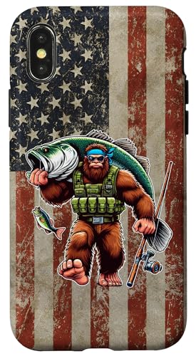 Largemouth Barsch Angeln Sasquatch Amerikanische Flagge Fischer Hülle für iPhone X/XS Largemouth Barsch Angeln Sasquatch Amerikanische Flagge Fischer Hülle für iPhone X/XS von Funny Bigfoot Fishing Largemouth Bass Fisherman