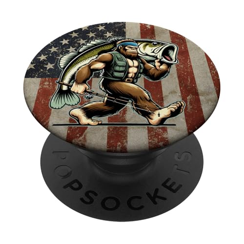 Largemouth Barsch Angeln Sasquatch Amerikanische Flagge Fischer PopSockets Klebender PopGrip Largemouth Barsch Angeln Sasquatch Amerikanische Flagge Fischer PopSockets Klebender PopGrip von Funny Bigfoot Fishing Largemouth Bass Fisherman