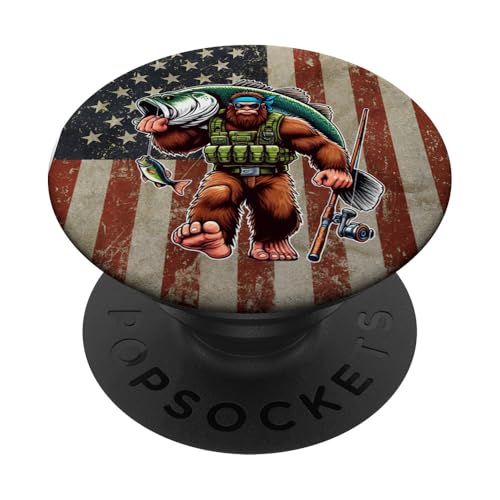 Largemouth Barsch Angeln Sasquatch Amerikanische Flagge Fischer PopSockets Klebender PopGrip Largemouth Barsch Angeln Sasquatch Amerikanische Flagge Fischer PopSockets Klebender PopGrip von Funny Bigfoot Fishing Largemouth Bass Fisherman