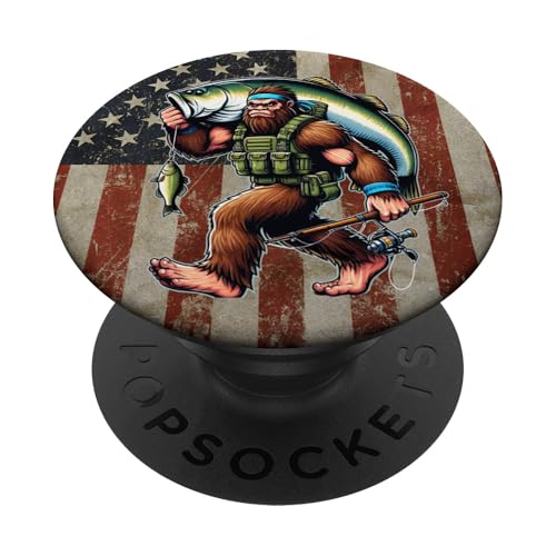 Largemouth Barsch Angeln Sasquatch Amerikanische Flagge Fischer PopSockets Klebender PopGrip Largemouth Barsch Angeln Sasquatch Amerikanische Flagge Fischer PopSockets Klebender PopGrip von Funny Bigfoot Fishing Largemouth Bass Fisherman
