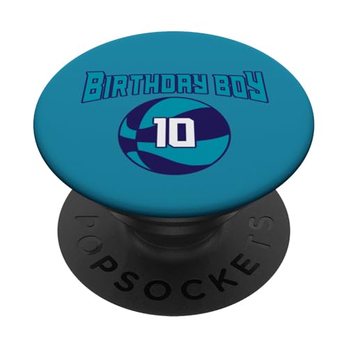 10 Jahre Geburtstag North Carolina Boy Basketball Athletic PopSockets Klebender PopGrip von Funny Birthday Party Baller Basketball Apparel