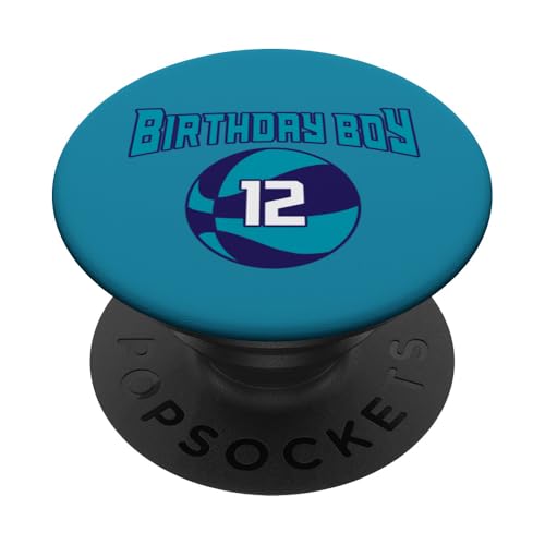 12 Jahre alt Geburtstag North Carolina Boy Basketball Athletic PopSockets Klebender PopGrip von Funny Birthday Party Baller Basketball Apparel