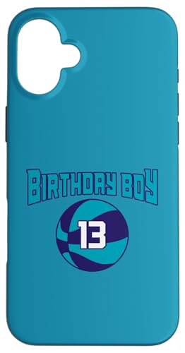 13 Jahre Geburtstag North Carolina Boy Basketball Athletic Hülle für iPhone 16 Plus von Funny Birthday Party Baller Basketball Apparel