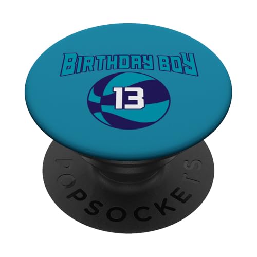 13 Jahre Geburtstag North Carolina Boy Basketball Athletic PopSockets Klebender PopGrip von Funny Birthday Party Baller Basketball Apparel