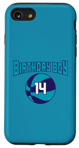 14 Jahre Geburtstag North Carolina Boy Basketball Athletic Hülle für iPhone SE (2020) / 7 / 8 von Funny Birthday Party Baller Basketball Apparel