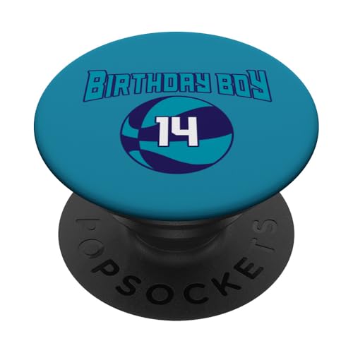 14 Jahre Geburtstag North Carolina Boy Basketball Athletic PopSockets Klebender PopGrip von Funny Birthday Party Baller Basketball Apparel