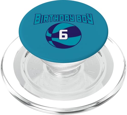 6 Jahre alt Geburtstag North Carolina Boy Basketball Athletic PopSockets PopGrip für MagSafe von Funny Birthday Party Baller Basketball Apparel
