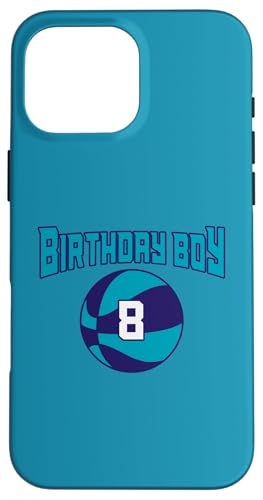 8 Jahre Geburtstag North Carolina Boy Basketball Athletic Hülle für iPhone 16 Pro Max von Funny Birthday Party Baller Basketball Apparel