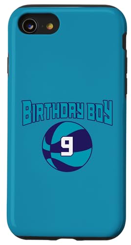 9 Jahre Geburtstag North Carolina Boy Basketball Athletic Hülle für iPhone SE (2020) / 7 / 8 von Funny Birthday Party Baller Basketball Apparel