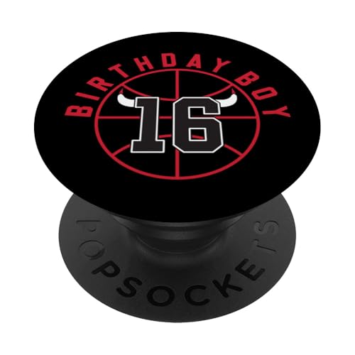 Basketball mit Hörnern, 16 Jahre alt PopSockets Klebender PopGrip von Funny Birthday Party Baller Basketball Apparel