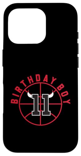 Basketball mit Hörnern zum 11. Geburtstag Hülle für iPhone 16 Pro von Funny Birthday Party Baller Basketball Apparel