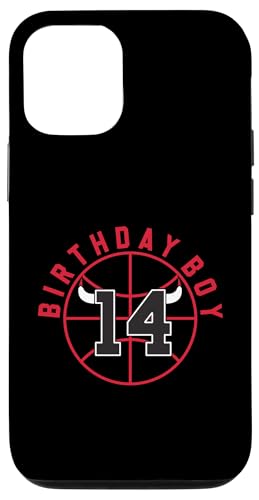 Basketball mit Hörnern zum 14 Jahre alten Geburtstag Junge Hülle für iPhone 12/12 Pro von Funny Birthday Party Baller Basketball Apparel