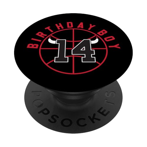 Basketball mit Hörnern zum 14 Jahre alten Geburtstag Junge PopSockets Klebender PopGrip Basketball mit Hörnern zum 14 Jahre alten Geburtstag Junge PopSockets Klebender PopGrip von Funny Birthday Party Baller Basketball Apparel
