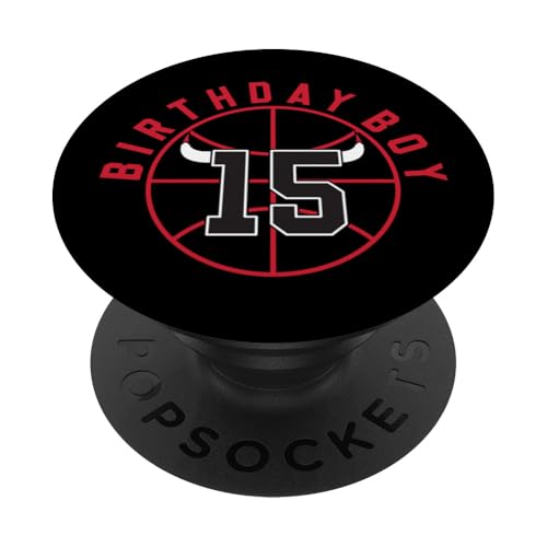 Basketball mit Hörnern zum 15. Geburtstag PopSockets Klebender PopGrip Basketball mit Hörnern zum 15. Geburtstag PopSockets Klebender PopGrip von Funny Birthday Party Baller Basketball Apparel