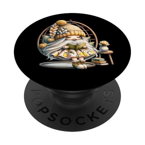 Bookworm Gnome Grandma Graphic For Women Teacher Reading PopSockets Klebender PopGrip von Funny Book Reading Themed Gifts For Gnome Lovers