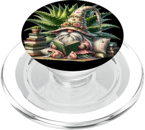 Bookworm Gnome Reading Themed Cactus Decor For Librarian PopSockets PopGrip für MagSafe Bookworm Gnome Reading Themed Cactus Decor For Librarian PopSockets PopGrip für MagSafe von Funny Book Reading Themed Gifts For Gnome Lovers