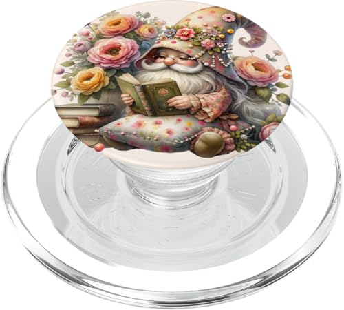 Teacher Dad Gnome Reading Books In The Garden Floral Spring PopSockets PopGrip für MagSafe Teacher Dad Gnome Reading Books In The Garden Floral Spring PopSockets PopGrip für MagSafe von Funny Book Reading Themed Gifts For Gnome Lovers