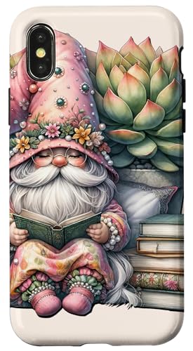 Teacher Gnome Reading Books Under Succulent Plant For Mom Hülle für iPhone X/XS von Funny Book Reading Themed Gifts For Gnome Lovers