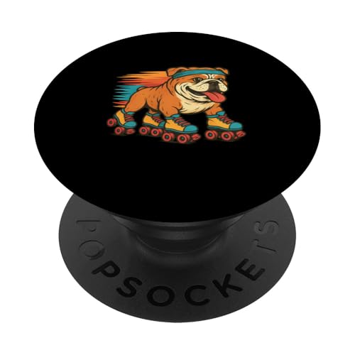 Englische Bulldogge, Rollschuhlaufen, Retro, Vintage, Hundeliebhaber PopSockets Klebender PopGrip Englische Bulldogge, Rollschuhlaufen, Retro, Vintage, Hundeliebhaber PopSockets Klebender PopGrip von Funny Bulldog 70s 80s Roller Skating Dog Designs