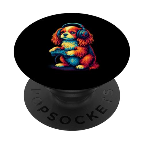 Cavalier King Charles Spaniel Retro Gamer Vintage Gaming Hund PopSockets Klebender PopGrip Cavalier King Charles Spaniel Retro Gamer Vintage Gaming Hund PopSockets Klebender PopGrip von Funny Cavalier 80s Synthwave Vaporwave Dog Designs