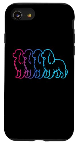 Cavalier King Charles Spaniel Retro Silhouette Synthwave Hund Hülle für iPhone SE (2020) / 7 / 8 von Funny Cavalier 80s Synthwave Vaporwave Dog Designs