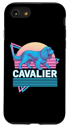 Cavalier King Charles Spaniel im Retro-Stil im Vintage-Synthwave-Stil Hülle für iPhone SE (2020) / 7 / 8 von Funny Cavalier 80s Synthwave Vaporwave Dog Designs