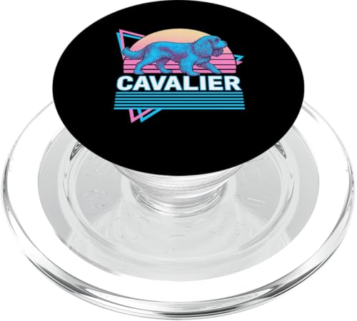 Cavalier King Charles Spaniel im Retro-Stil im Vintage-Synthwave-Stil PopSockets PopGrip für MagSafe Cavalier King Charles Spaniel im Retro-Stil im Vintage-Synthwave-Stil PopSockets PopGrip für MagSafe von Funny Cavalier 80s Synthwave Vaporwave Dog Designs