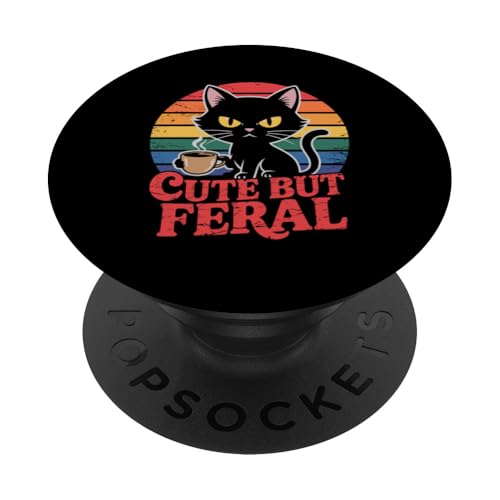 Niedliche, aber wilde Katze PopSockets Klebender PopGrip von Funny Cute But Feral Gifts for Women and Men