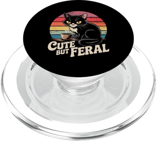 Niedliche, aber wilde Katze PopSockets PopGrip für MagSafe von Funny Cute But Feral Gifts for Women and Men